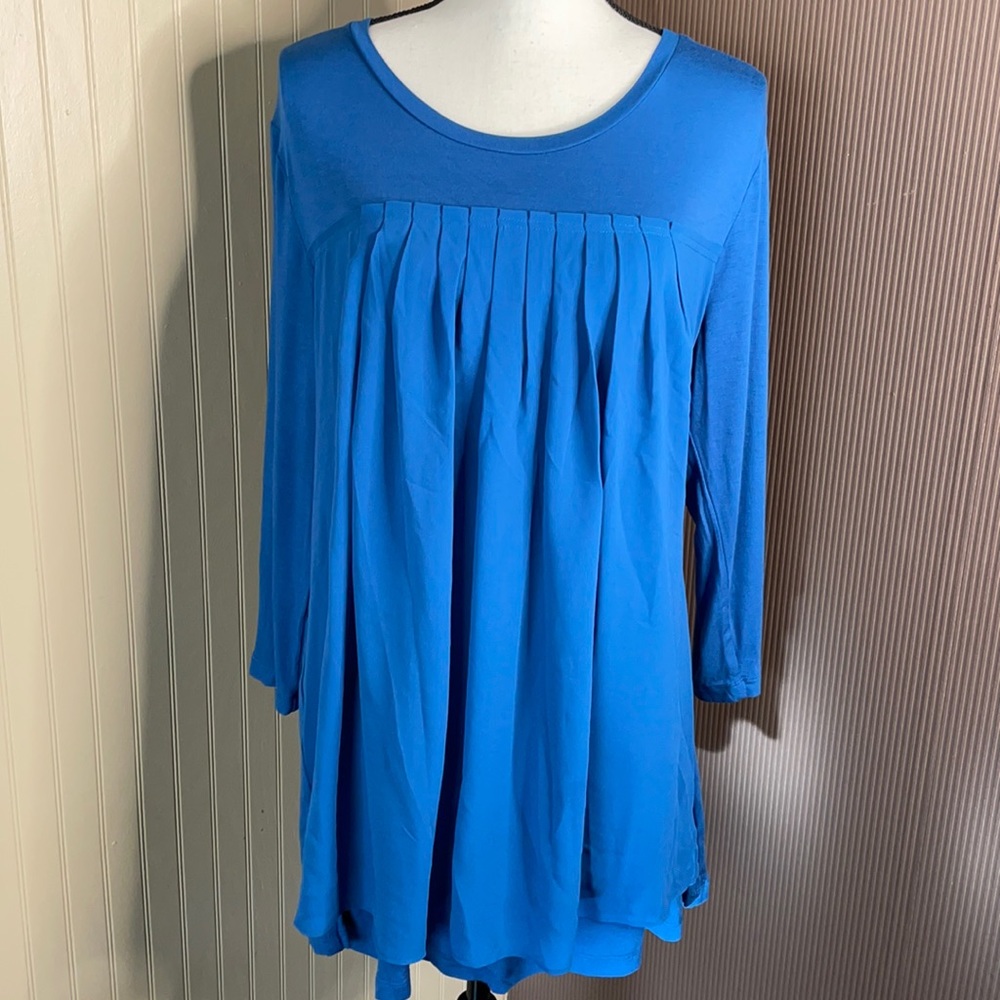Logo by Lori Goldstein‎ blue long sleeve lightweight tunic shirt size medium
